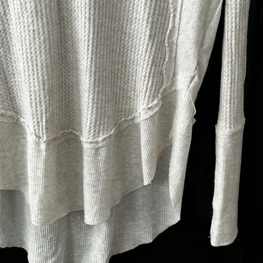 Free People Catalina Waffle Knit V-Neck Thermal Top Size Small We the Free
